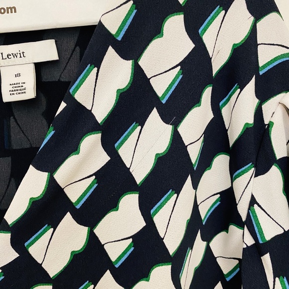 Lewis V-Neck Print Crepe Dress NEW NWT SZ 18 - Picture 5 of 5